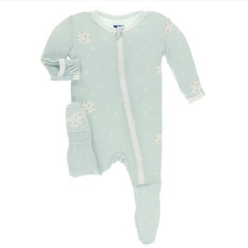 Print Footie with Zipper in Spring Sky Full Moon (6-9 Months)